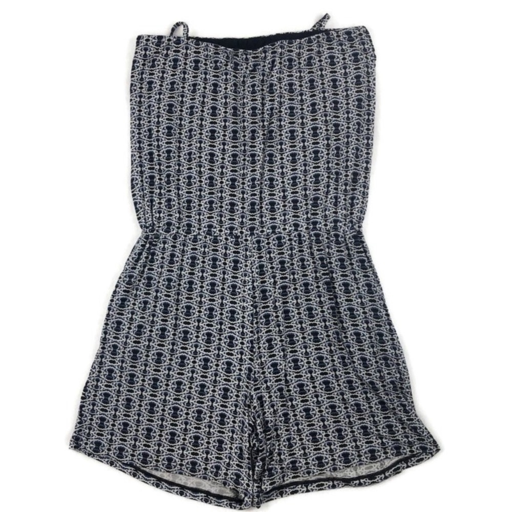 CAbi #5116 Resort Romper Halter Shorts NWOT Medium Navy White Black Stretchy